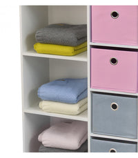 Meuble De Rangement Chambre Enfant Blanche Avec 4 Paniers Rose Et Gris