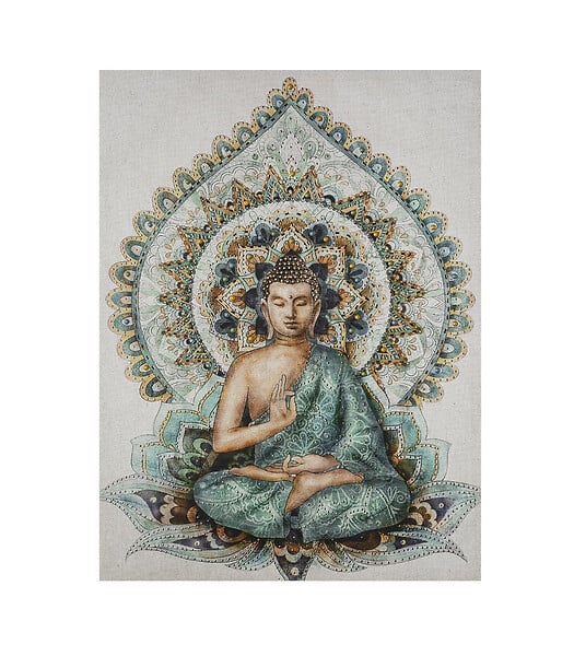 Tableau Toile Murale Imprimée Bouddha En Relief 58 X 78 Cm