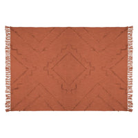 Jeté De Lit En Coton Terracotta Motif Inca Tufté 130 X 180 Cm