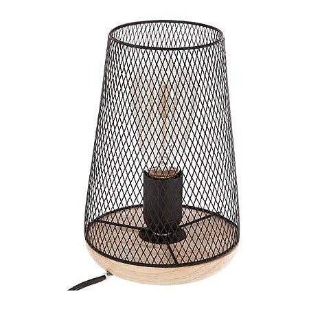 Lampe en Métal & Bois "Industriel" 23cm Noir