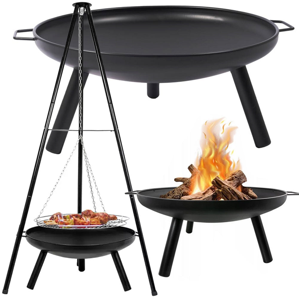 Brasero barbecue charbon sur trepied suspendue