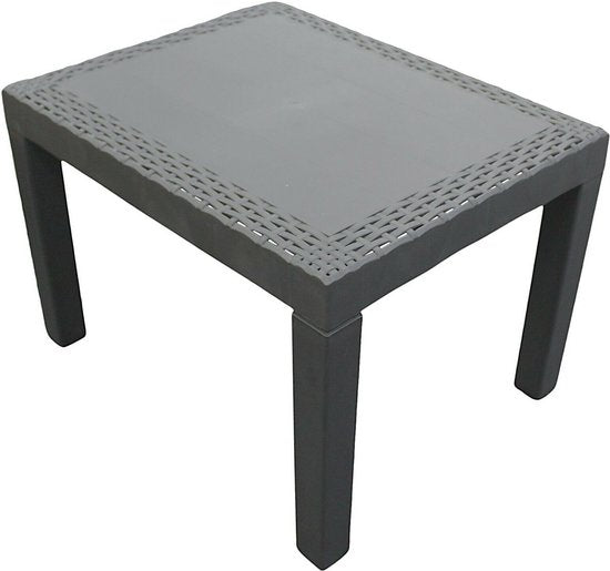 Table basse jardin effet rotin 59x46x40cm anthracite