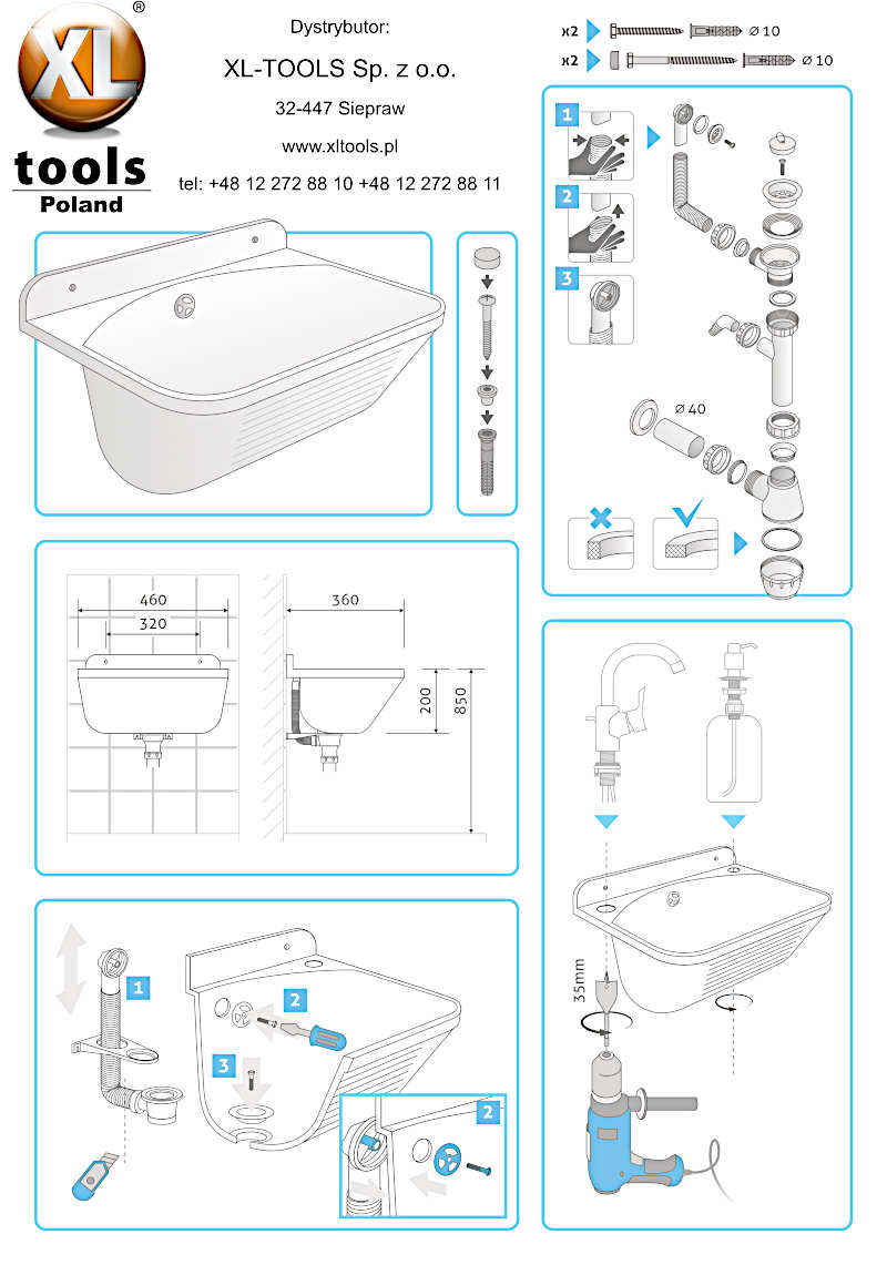 Evier Poste d'eau multifonctions LAVABO BASSIN 46x36X20 cm