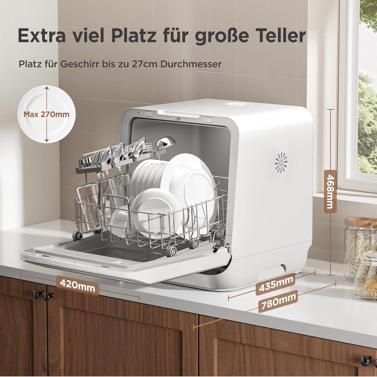 Mini Lave-vaisselle de table Midea  avec ou sans raccordement à l'eau, contrôle IOT, 7 programmes, tactile