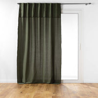 Rideau voilage surfilé passants cachés - Vert Olive - 140x240 cm - Coton