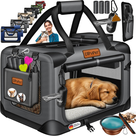 Caisse transport  pour Chien Pliable avec écuelle  Anthracite, XXXL
