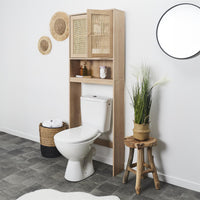 Meuble Dessus Wc 2 Portes Cannage 1 Niche Bali - Naturel