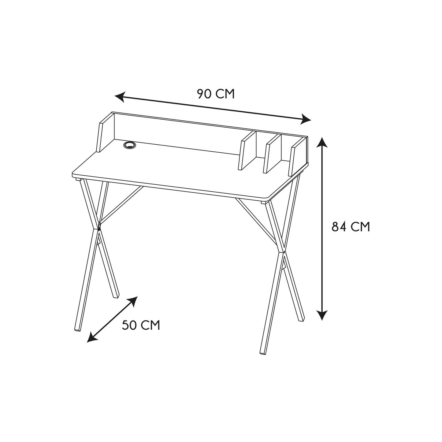 Bureau Industriel Brice - L. 90 X L. 84 Cm - Noir