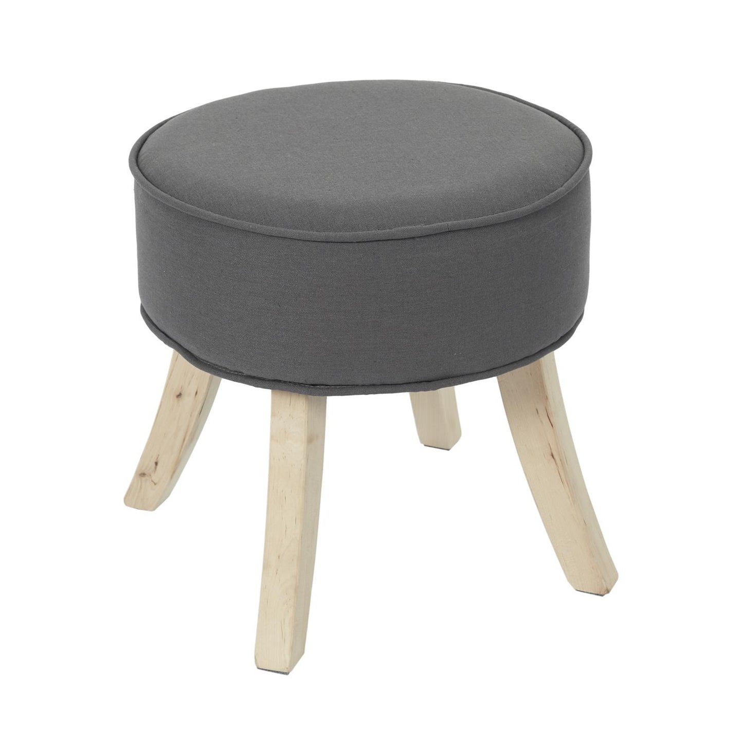 Lot de 2 Tabouret rond 36x35,5 cm en tissu gris anthracite et naturel