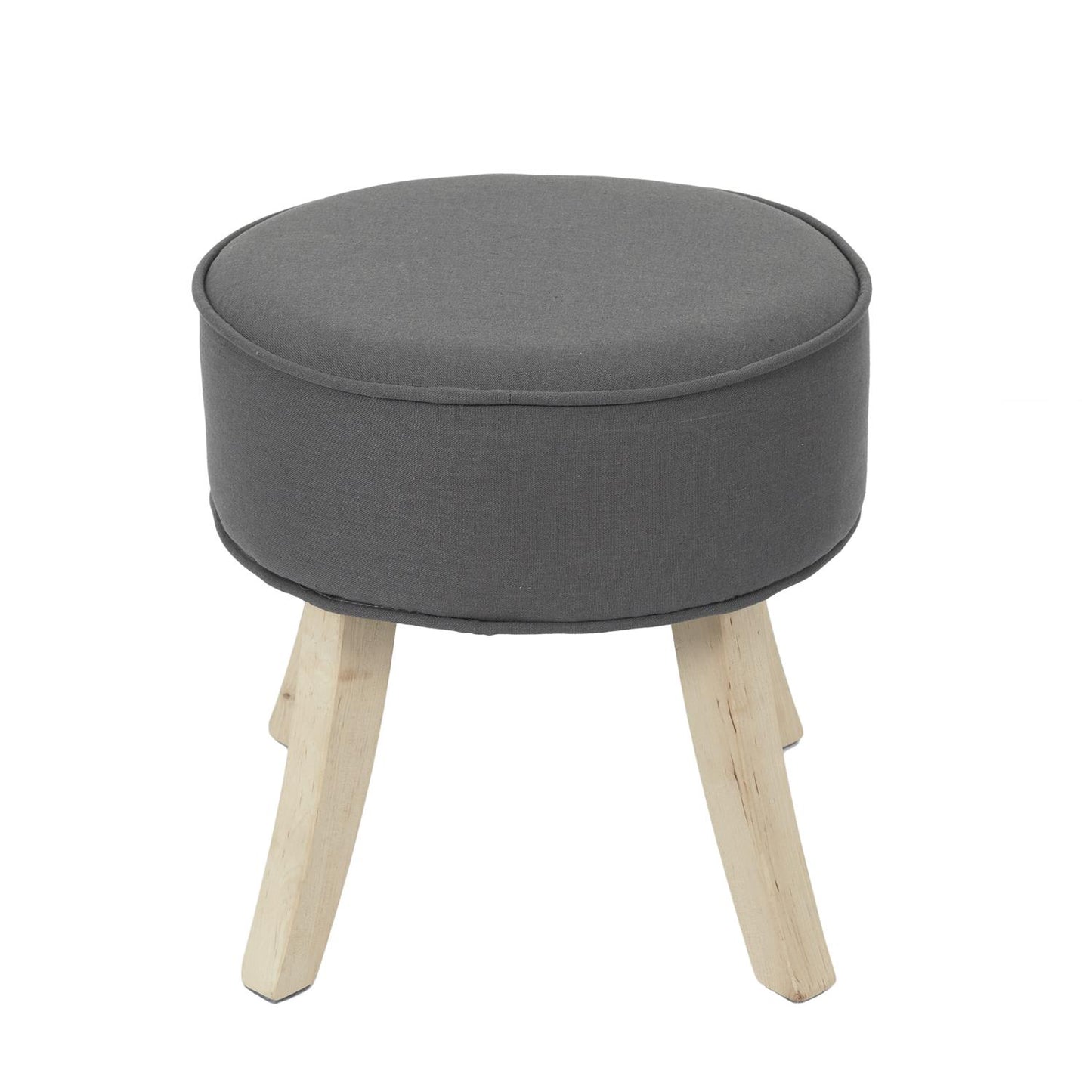 Lot de 2 Tabouret rond 36x35,5 cm en tissu gris anthracite et naturel