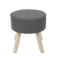 Lot de 2 Tabouret rond 36x35,5 cm en tissu gris anthracite et naturel