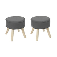 Lot de 2 Tabouret rond 36x35,5 cm en tissu gris anthracite et naturel