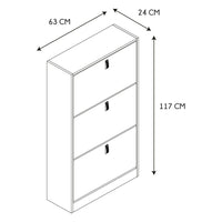 Meuble à Chaussures 3 Portes "abbott" 117cm Naturel