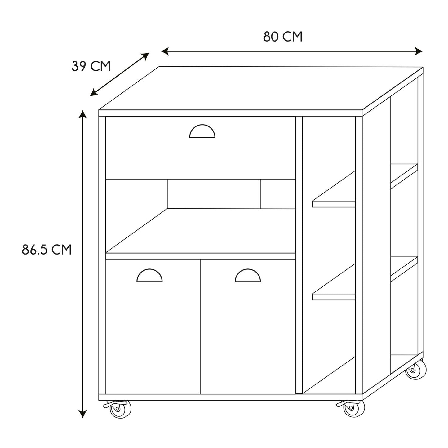 Buffet desserte cuisine en bois 86X80X39 cm