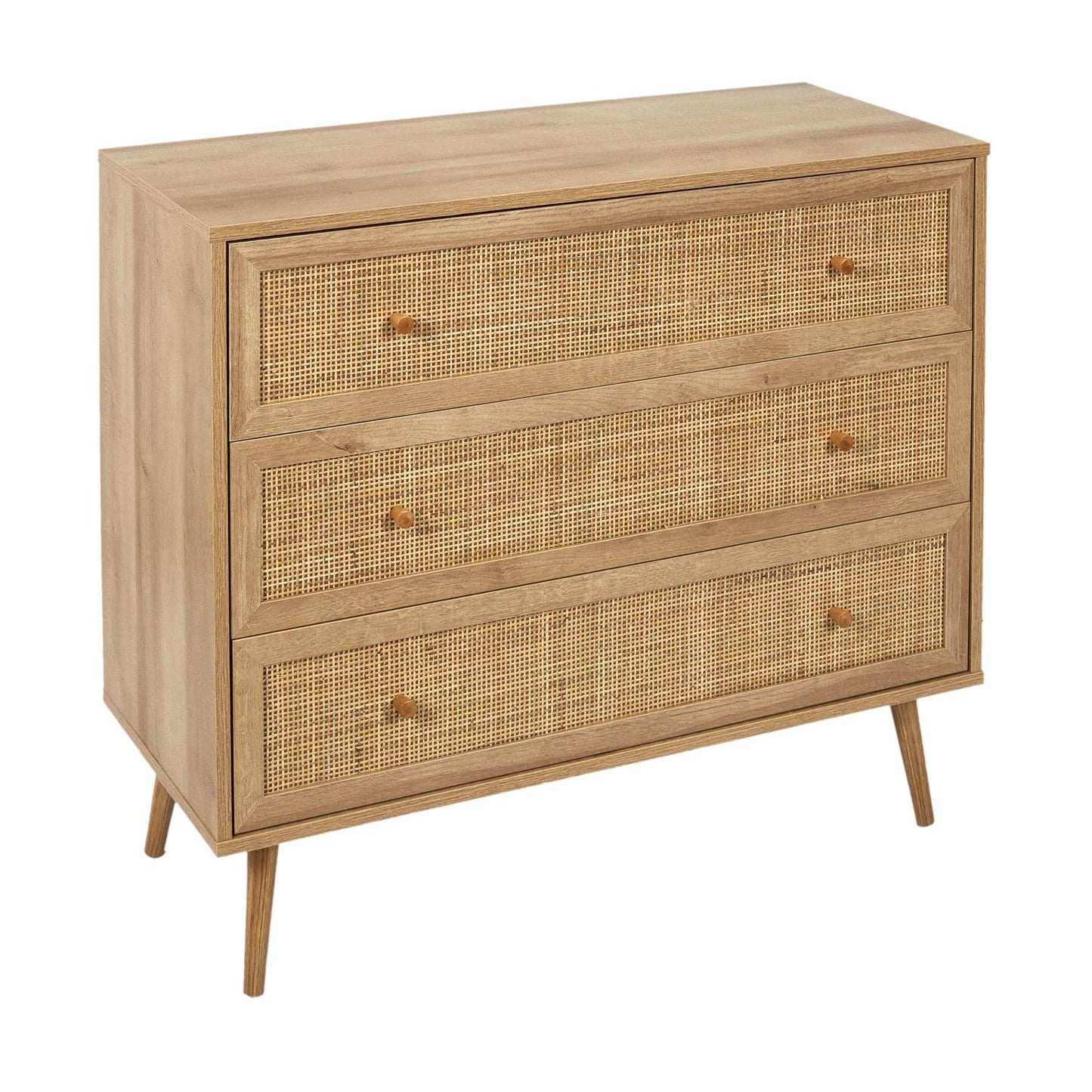 Commode En Bois 3 Tiroirs "bali" 90cm Naturel