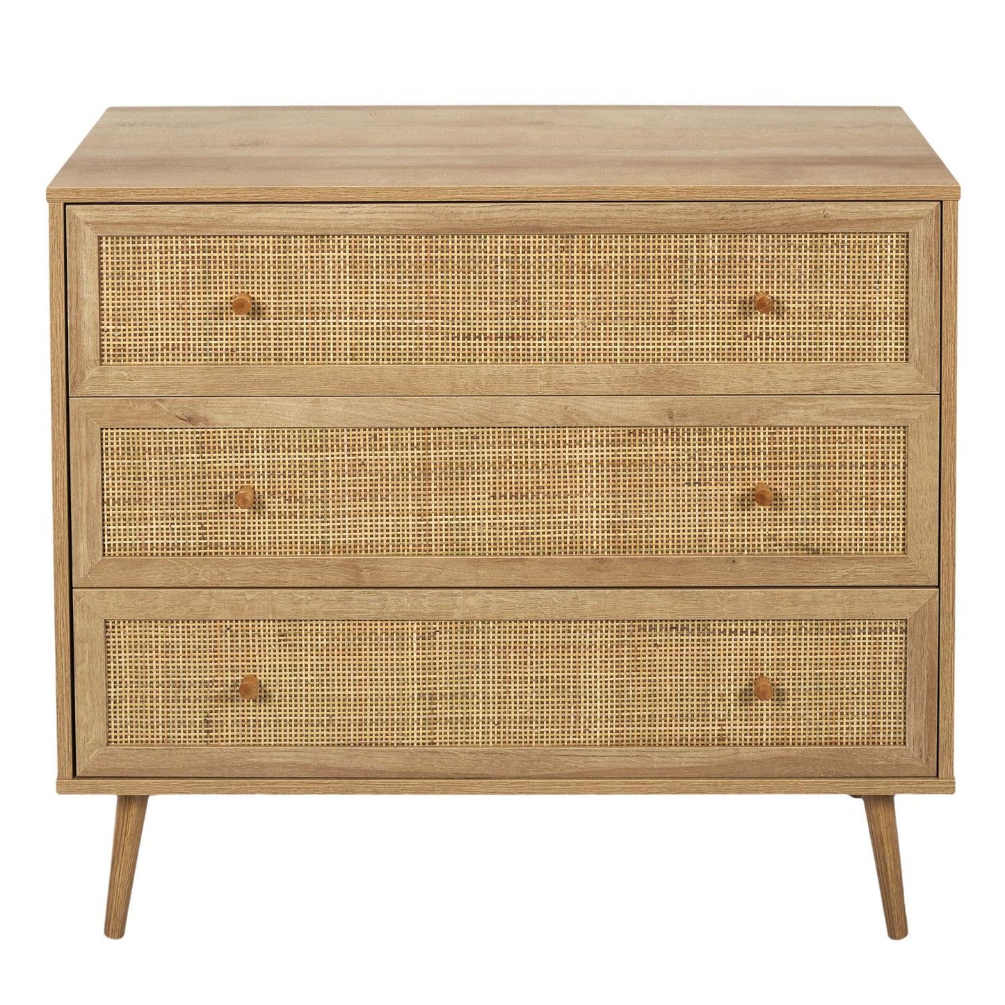 Commode En Bois 3 Tiroirs "bali" 90cm Naturel