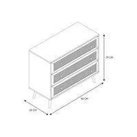 Commode En Bois 3 Tiroirs "bali" 90cm Naturel