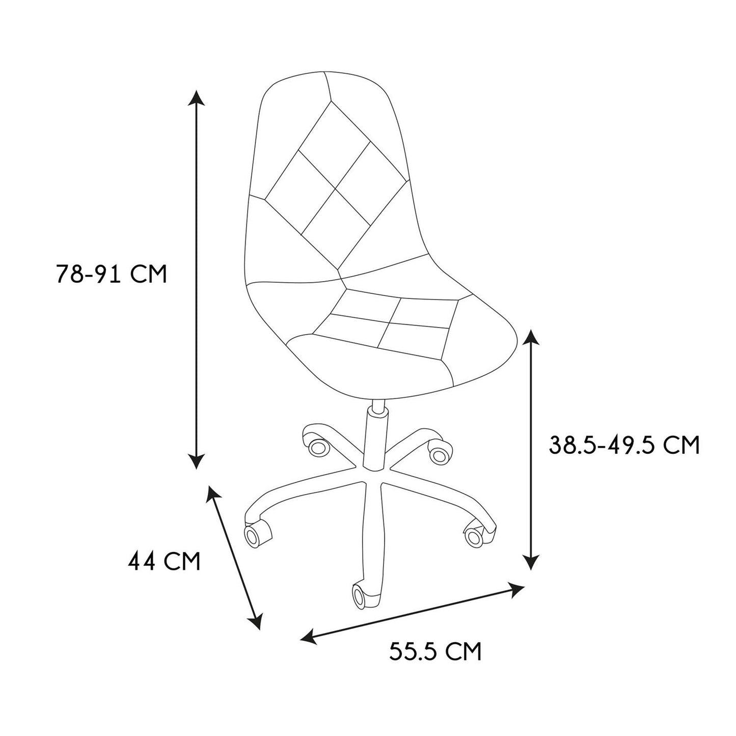 Chaise de bureau patchwork 55,5x91x44cm