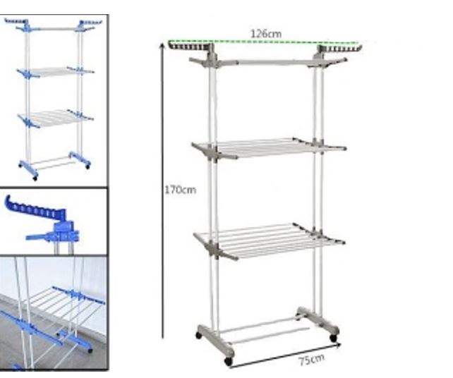 Etendoir a linge Sèche-linge 3 Niveaux Vertical 170 cm x 126 cm x 63,5 cm