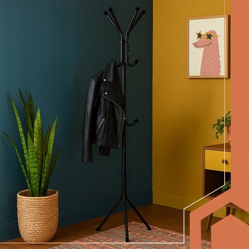 Porte manteaux 12 crochets 170 cm - noir