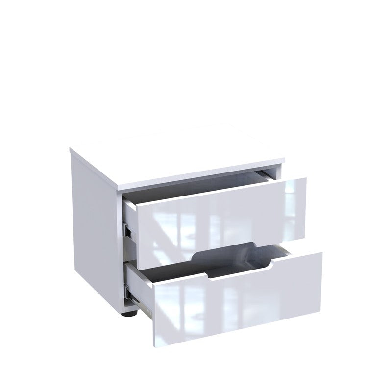 Table de chevet bois blanc brillant 1 tiroir 50x35x41 cm