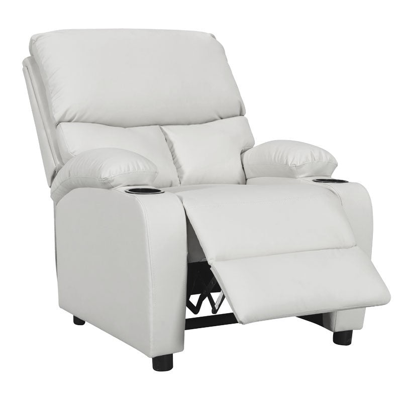 Fauteuil relax avec porte-gobelet Gartia PU blanc