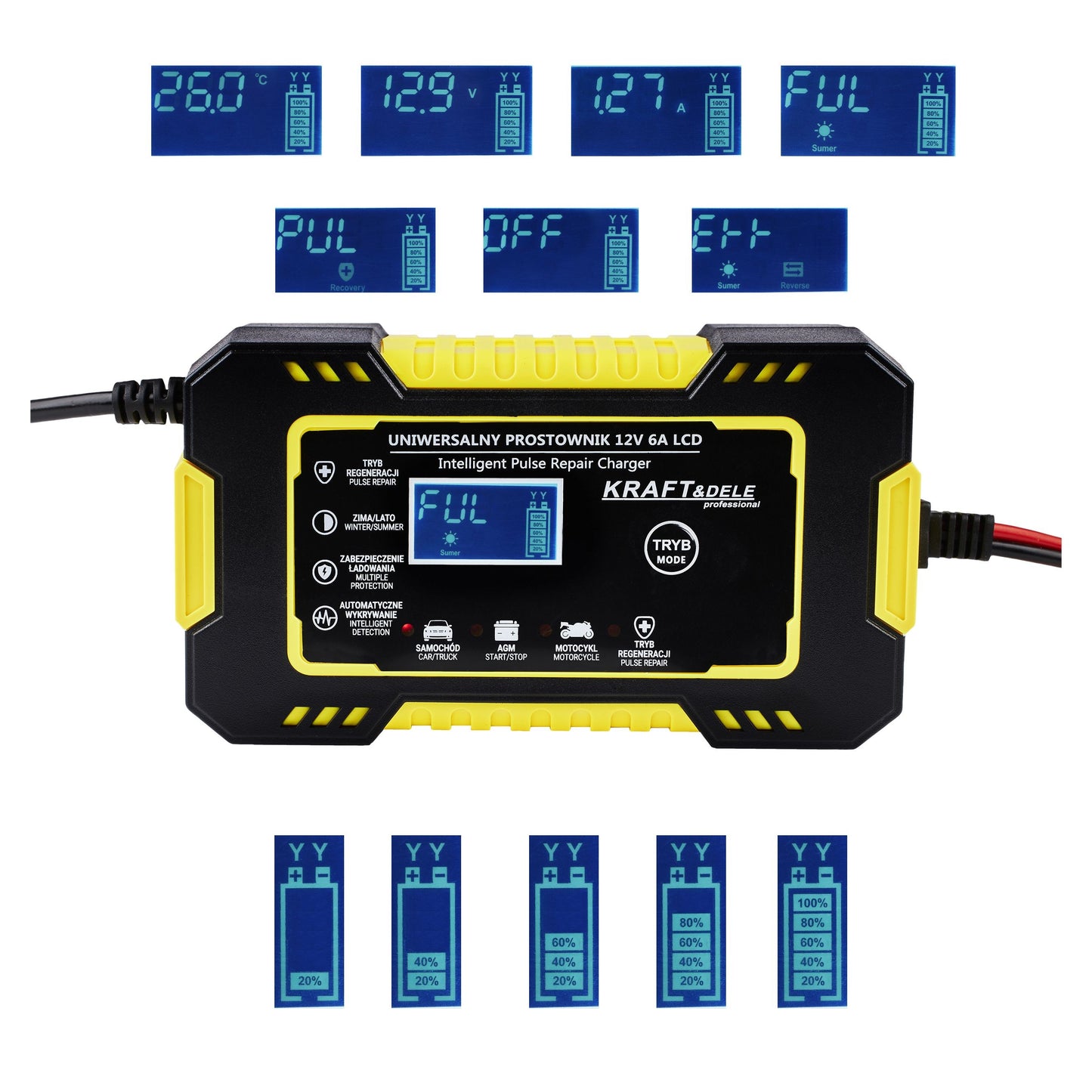 Chargeur de batterie automatique LCD 12V / 6A
