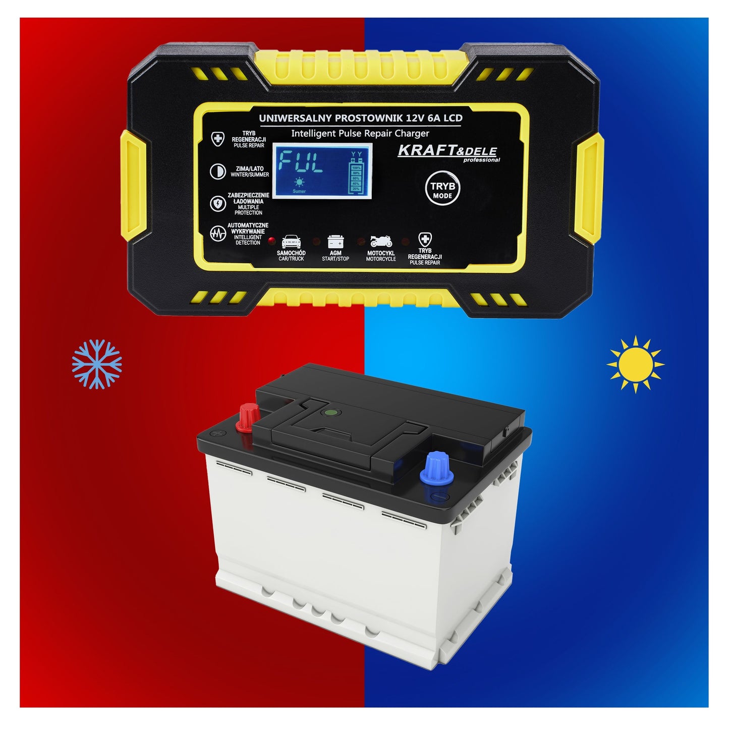 Chargeur de batterie automatique LCD 12V / 6A