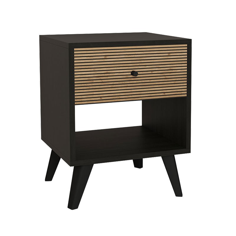 Table de chevet bois marron noir 40x40x55 cm