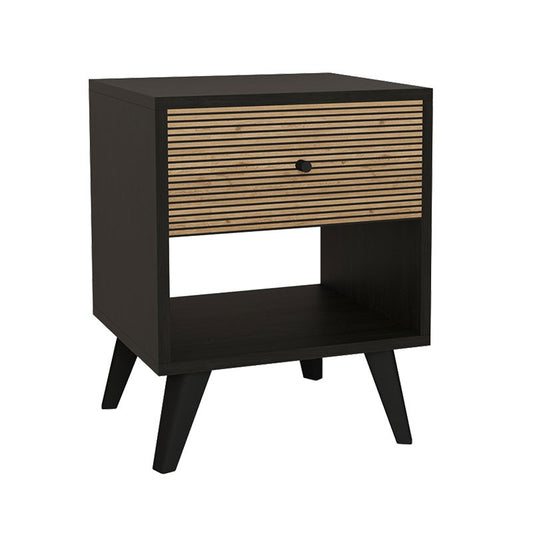 Table de chevet bois marron noir 40x40x55 cm