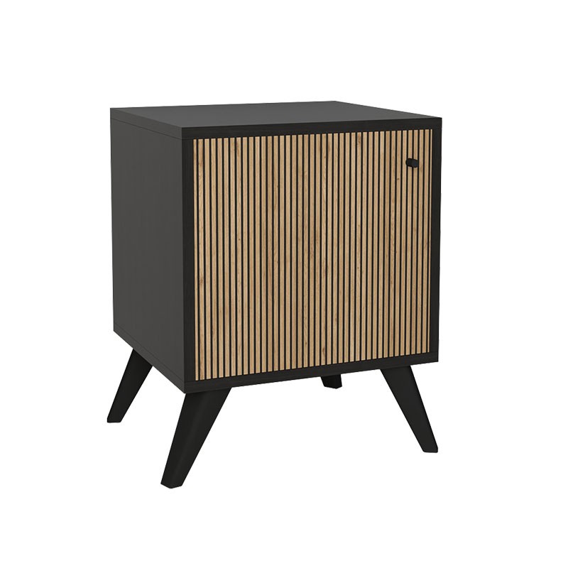 Table de chevet bois marron noir 40x40x55 cm