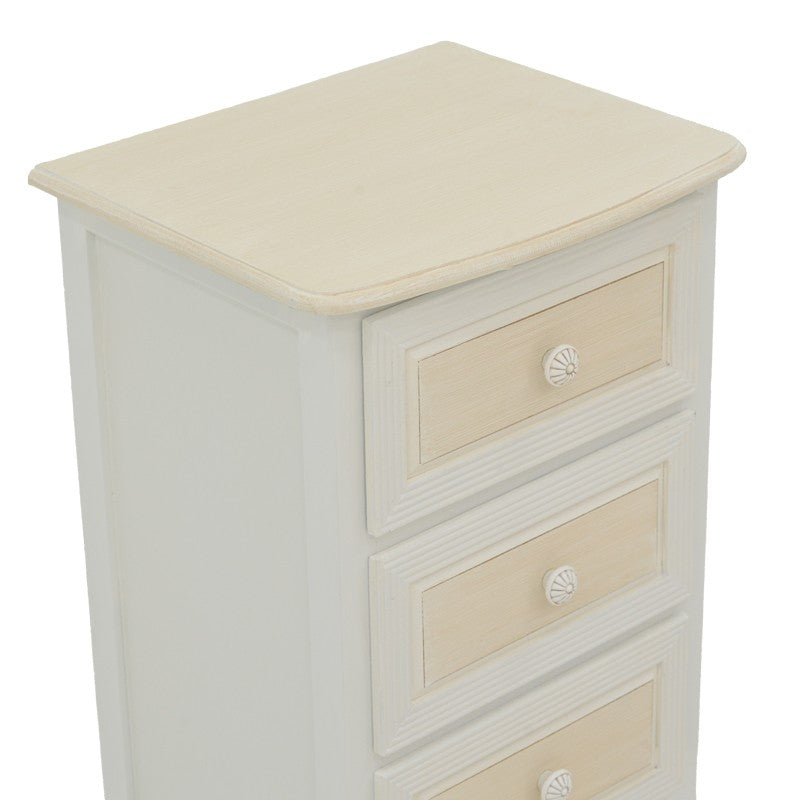 Table de chevet blanc antique bois 40x34,5x82 cm