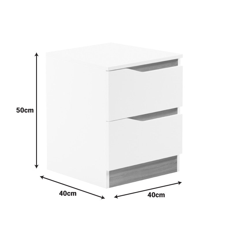 Table de chevet en bois 2 tiroirs blanche 40x40x50 cm
