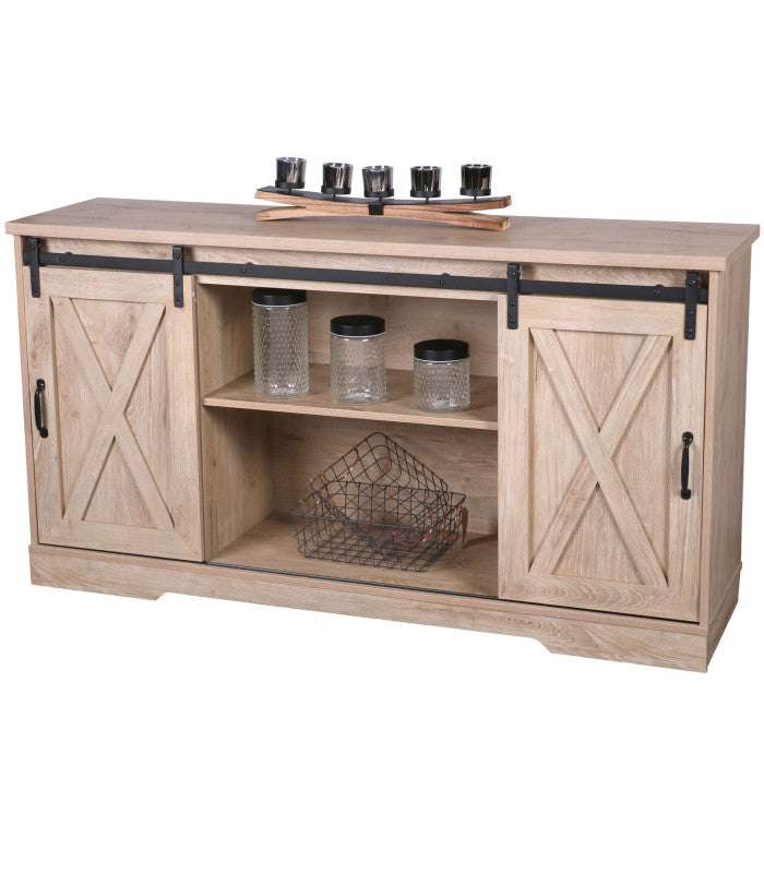 BUFFET BOIS 2 PORTES COULISSANTES 150X39.5X80CM