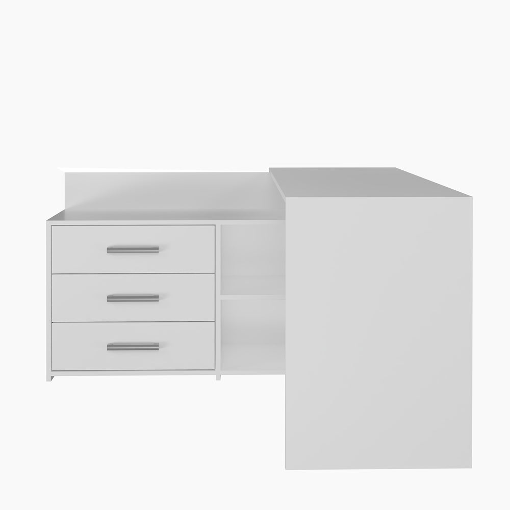 Bureau d'angle NOZE 3 tiroirs Blanc 120X50X76 cm