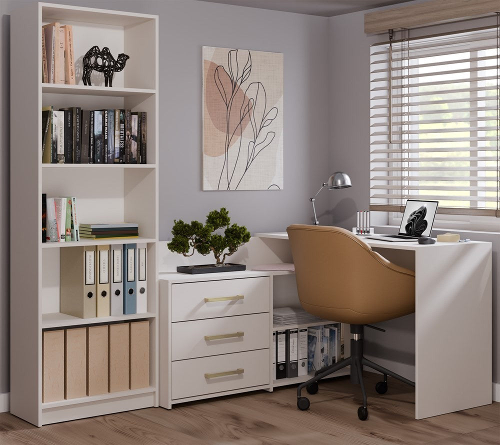 Bureau d'angle NOZE 3 tiroirs Blanc 120X50X76 cm