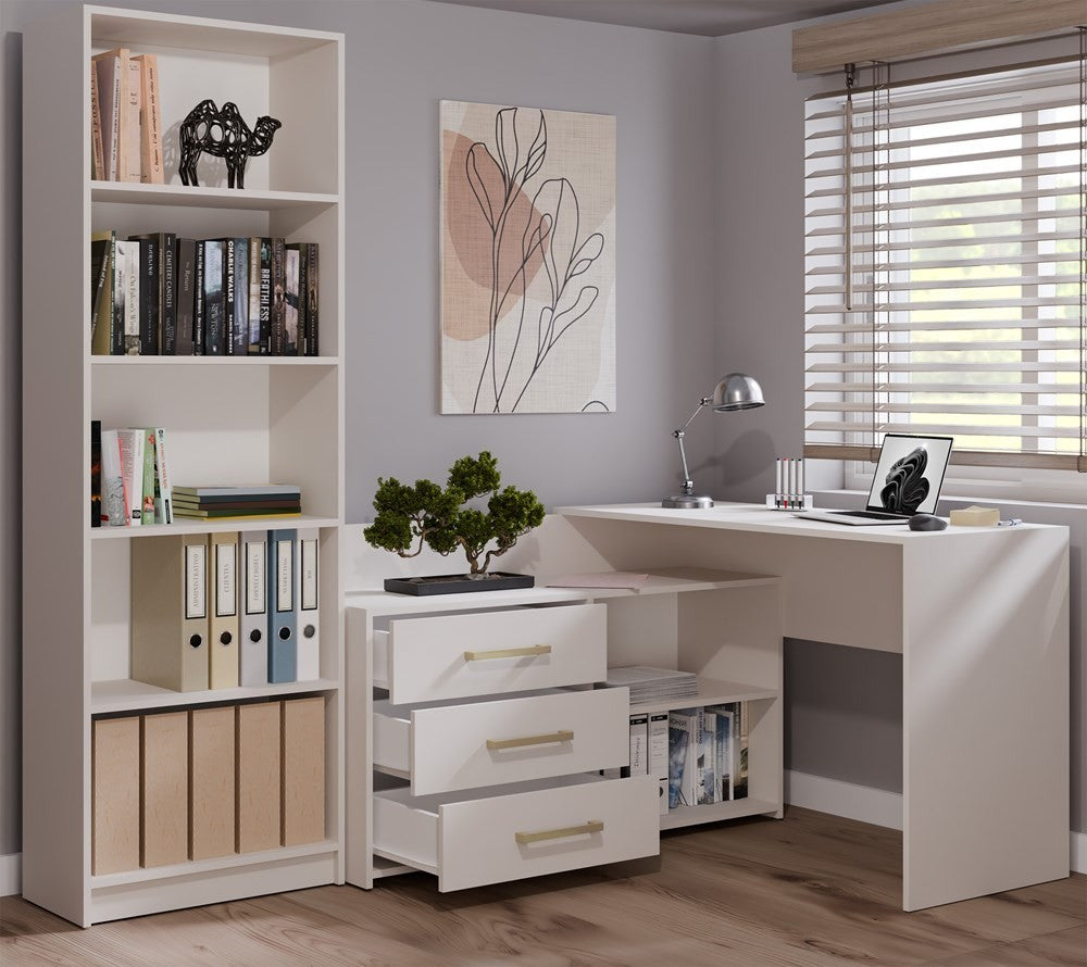 Bureau d'angle NOZE 3 tiroirs Blanc 120X50X76 cm