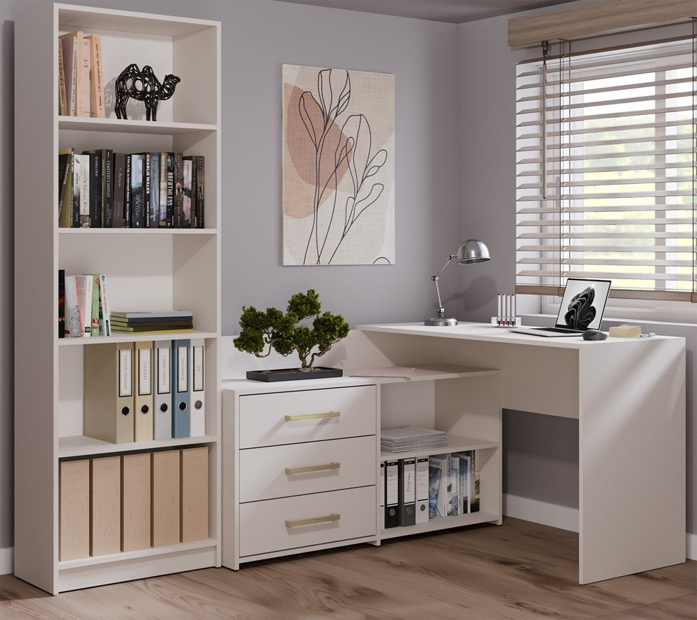 Bureau d'angle NOZE 3 tiroirs Blanc 120X50X76 cm