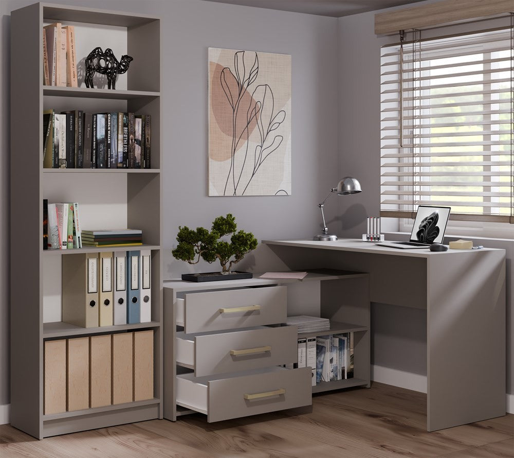 Bureau d'angle NOZE 3 tiroirs Gris 120X50X76 cm