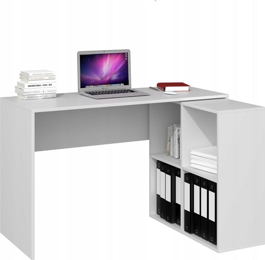 Bureau d'angle RITA 120x50x76 cm 4 niches Blanc