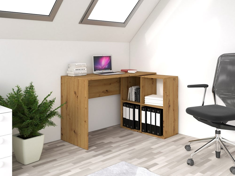 Bureau d'angle RITA 120x50x76 cm 4 niches de rangement Bois