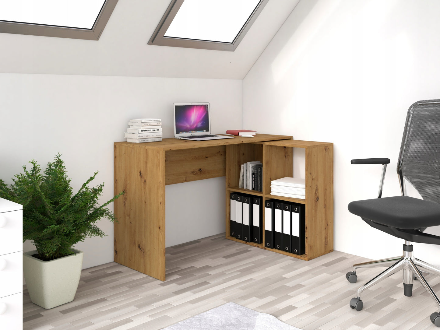 Bureau d'angle RITA 120x50x76 cm 4 niches de rangement Bois