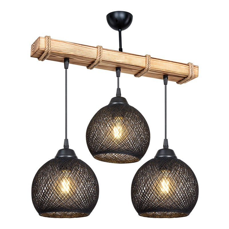 Suspension luminaire Plafonnier Fiona Ε27 noir-naturel 50x20x63cm