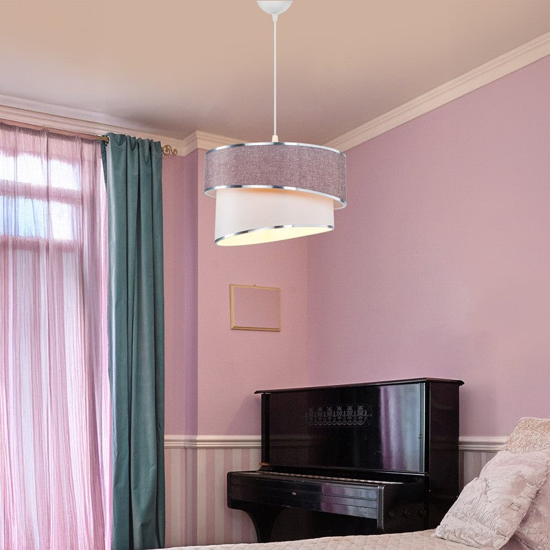 Suspension luminaire plafonnier rose blanc 30x18 cm