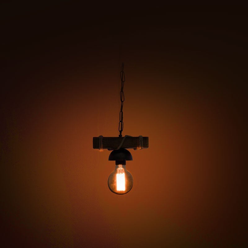 Suspension luminaire Plafonnier  Ε27 couleur noyer-noir 20x8,5x52,5cm