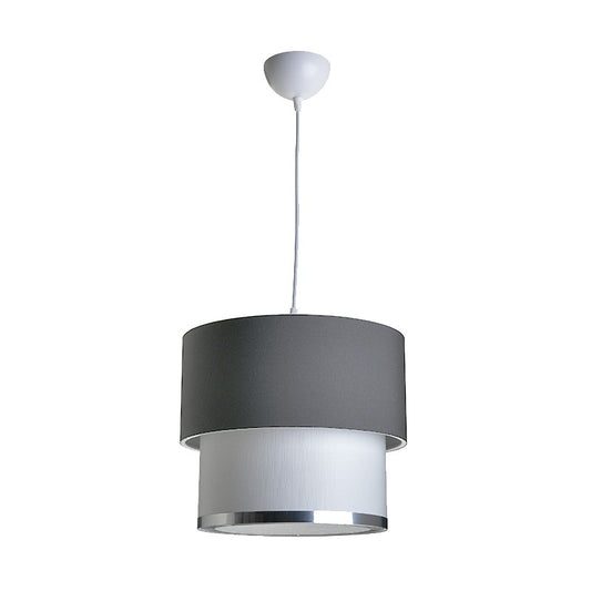 Suspension luminaire Plafonnier  argent-blanc D30x55cm