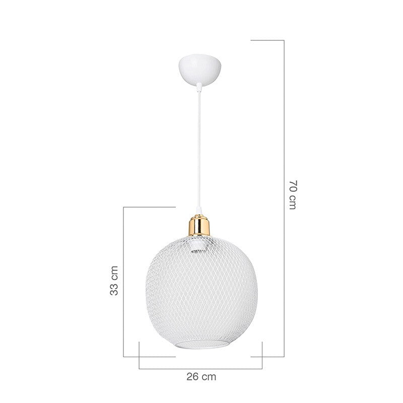 Suspension luminaire Plafonnier E27 blanc-doré D26x70cm