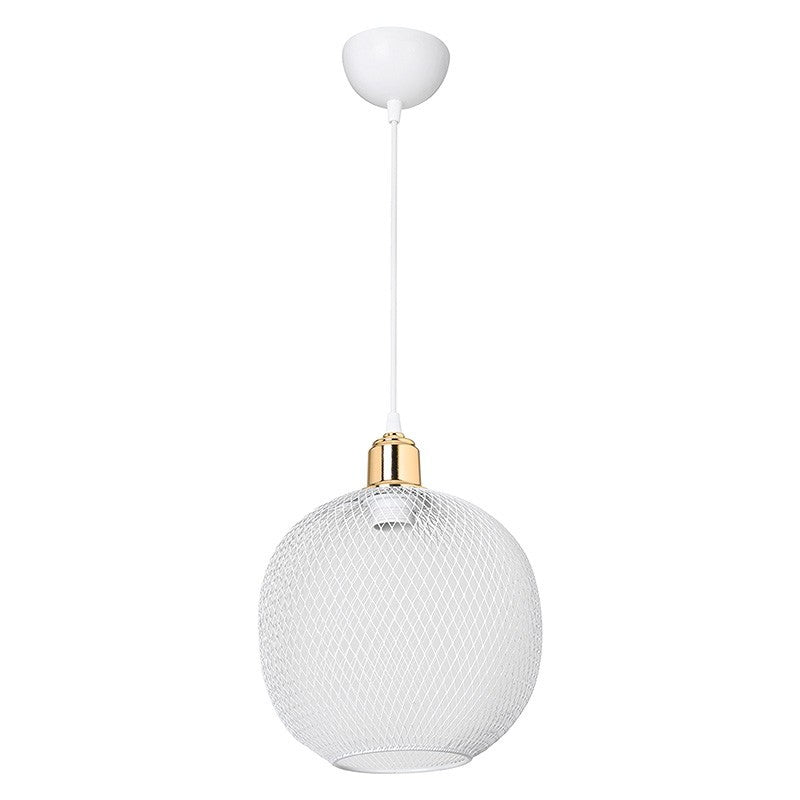 Suspension luminaire Plafonnier E27 blanc-doré D26x70cm