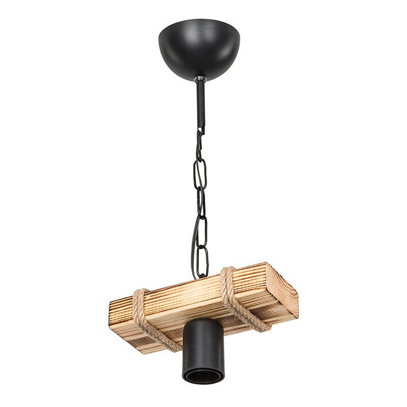 suspension luminnaire Ε27 métal noir-naturel 20x10x43 cm