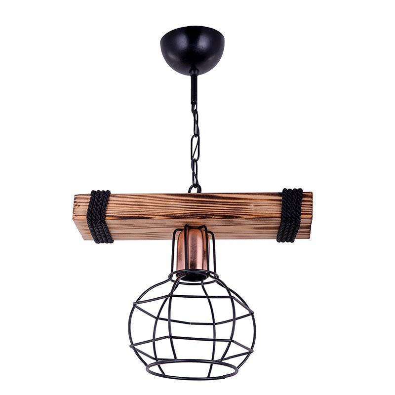 Suspension luminaire Plafonnier  E27 noyer-noir 28,5x15x50cm
